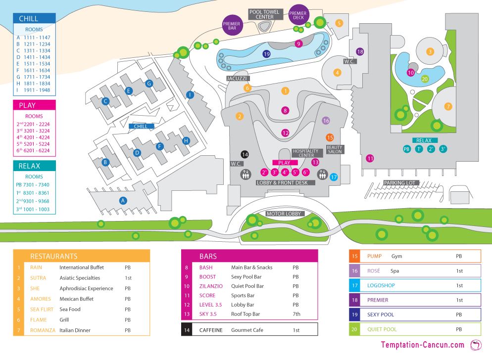 Temptation Resort - map Cancun - Temptation Resort - map