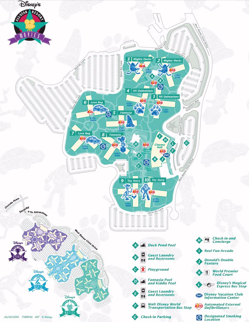 Disney's All-Star Movies Resort map 1 Florida Central - Disney's All-Star Movies Resort - map