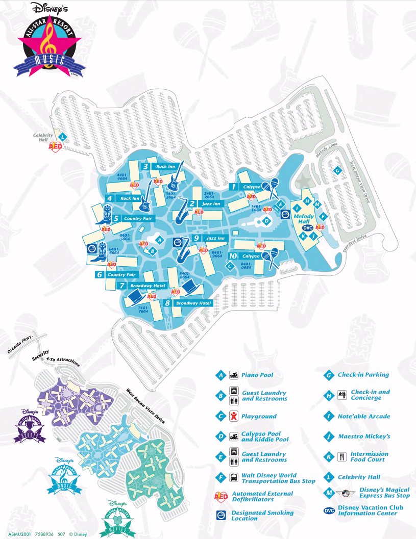 Disney's All-Star Music Resort map 1 Florida Central - Disney's All-Star Music Resort - map