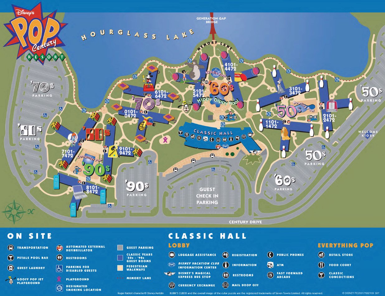 Disney's Pop Century Resort map 1 Florida Central - Disney's Pop Century Resort - map