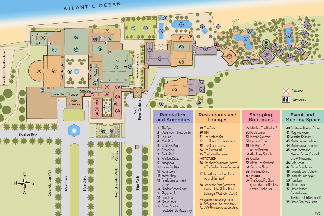 The Breakers map 1 Florida East Coast - The Breakers - map