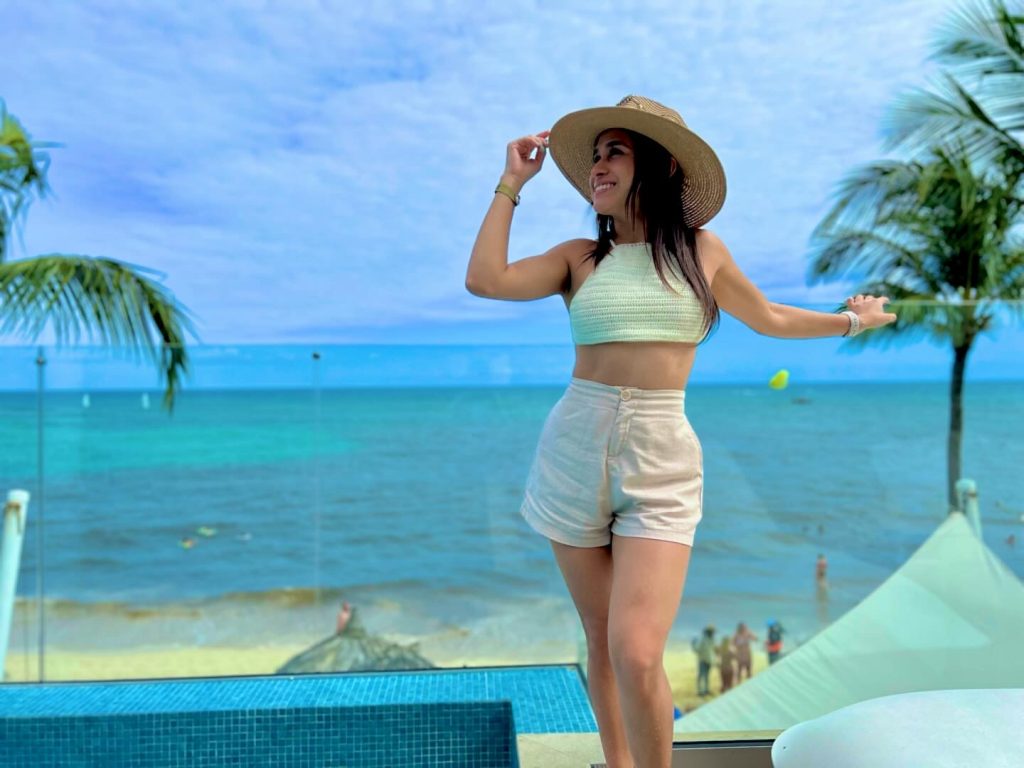 About us 6 Mariana at the Privilege lounge at the beach