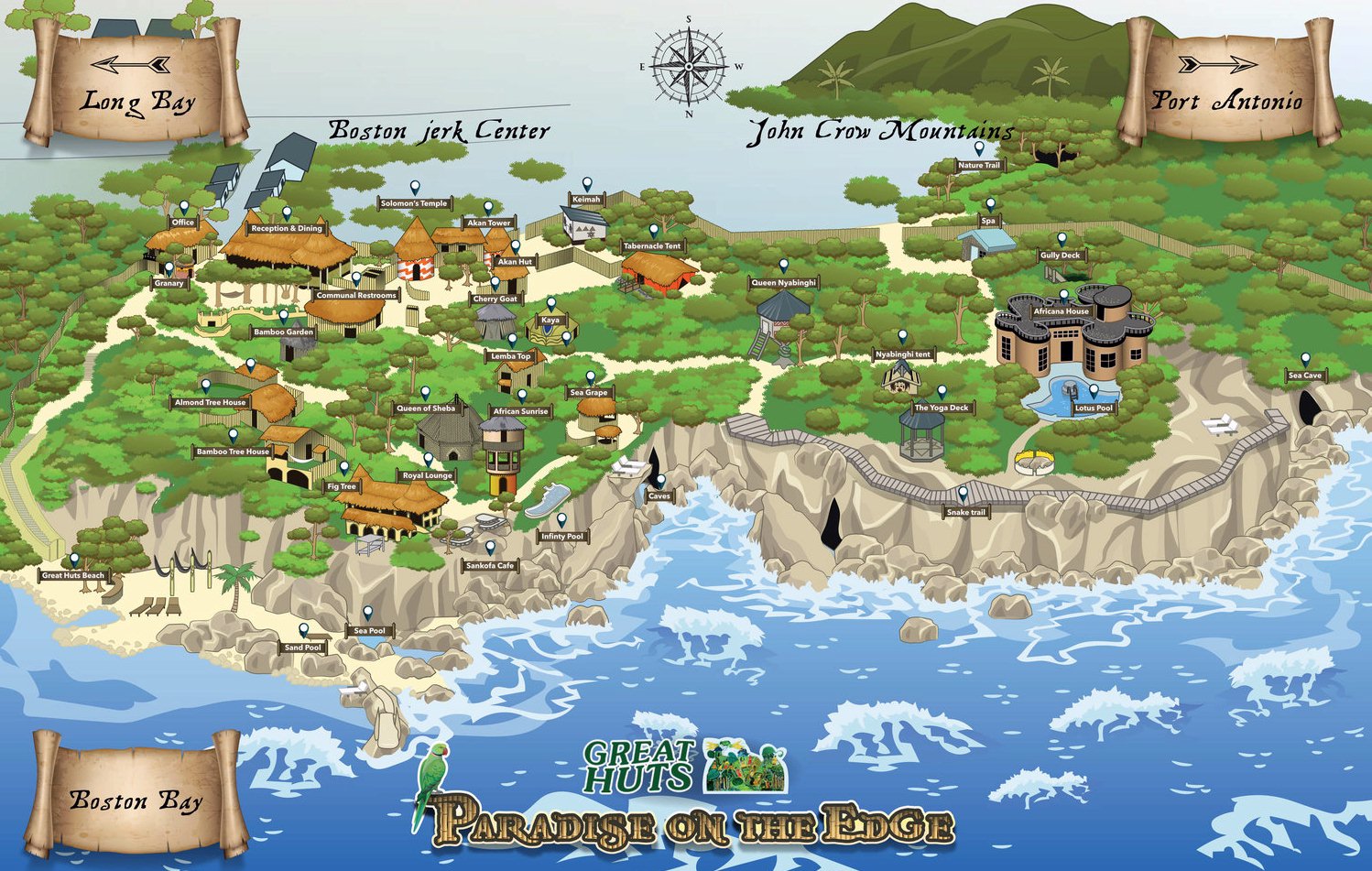 Great Huts map 1 Port Antonio - Great Huts - map