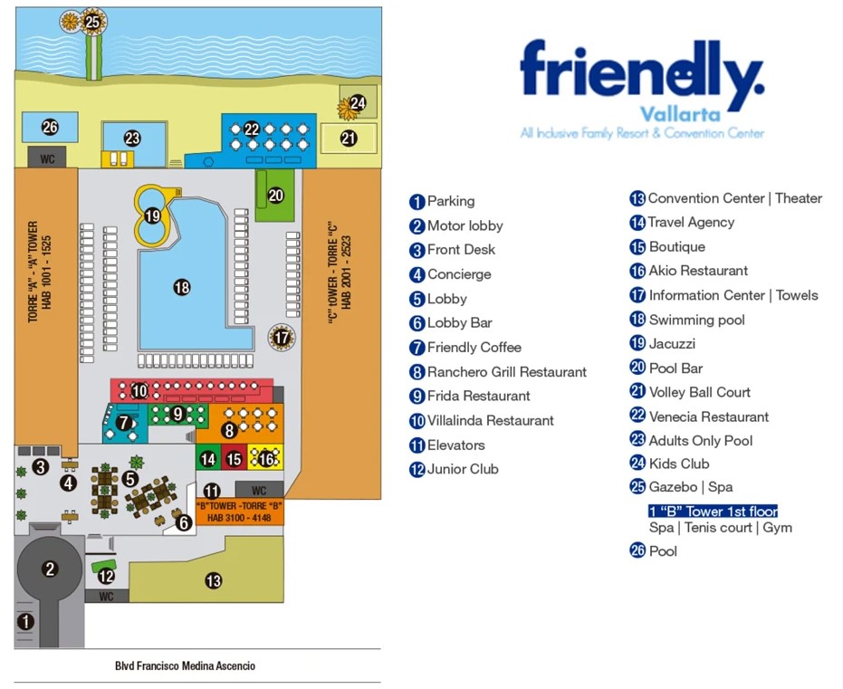 Friendly Vallarta Resort - map Puerto Vallarta - Friendly Vallarta Resort - map