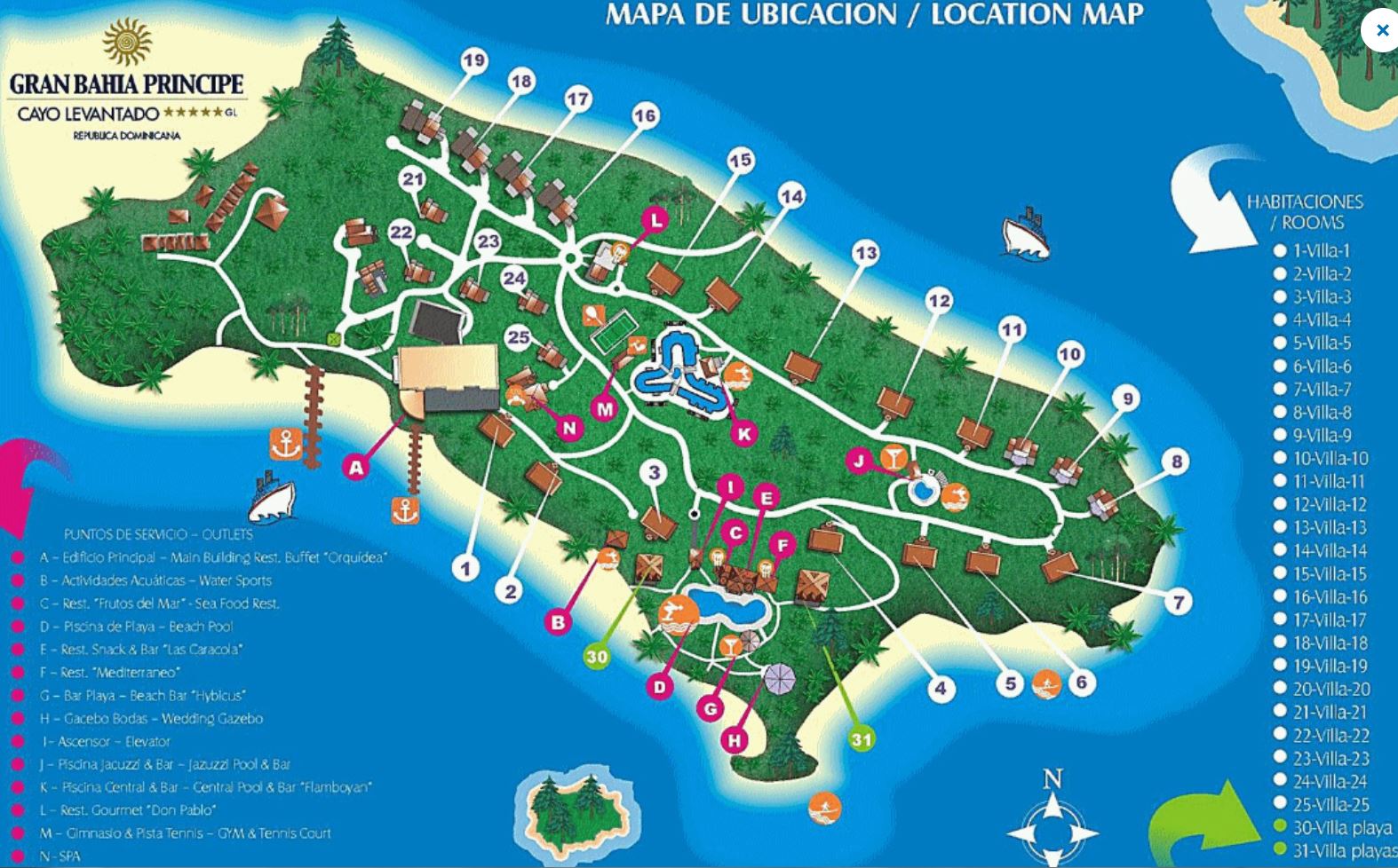 Cayo Levantado Resort - map Samana and Terrenas - Cayo Levantado Resort - map