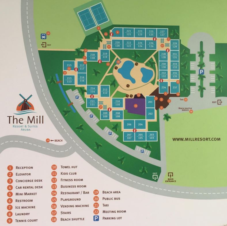 The Mill Resort map 1 Aruba - The Mill Resort - map
