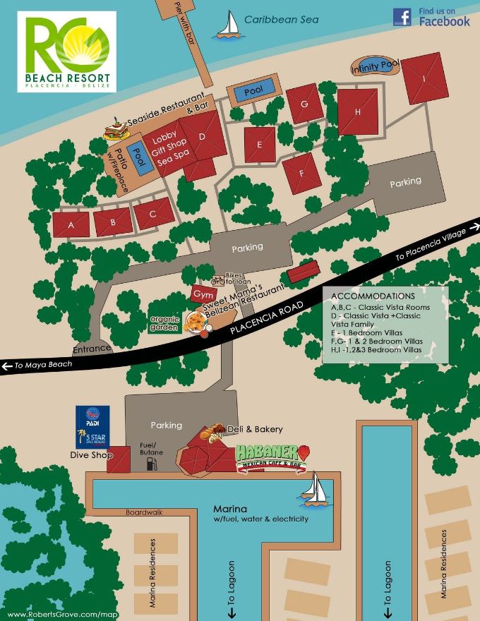Robert's Grove Beach Resort map 1 Belize - Robert's Grove Beach Resort - map