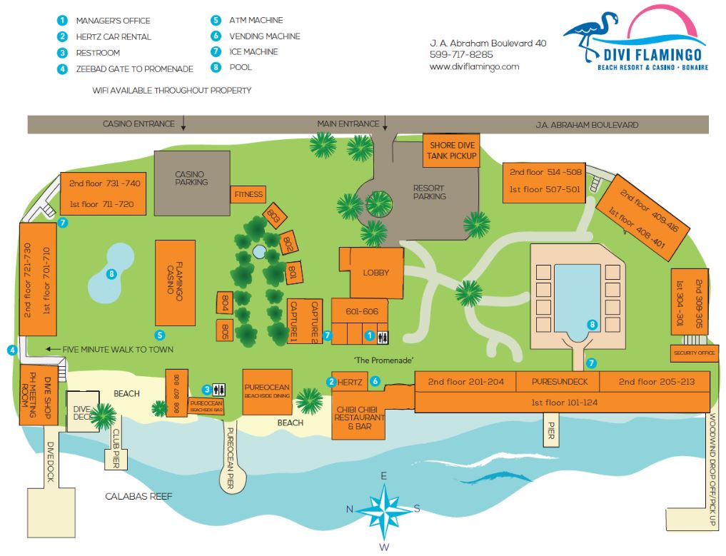 Divi Flamingo Beach Resort & Casino map 1 Bonaire - Divi Flamingo Beach Resort & Casino - map