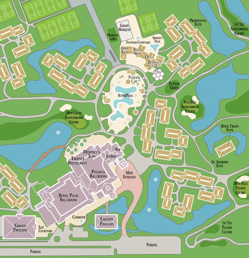 Saddlebrook Resort (center) map 1 Florida West Coast - Saddlebrook Resort (center) - map