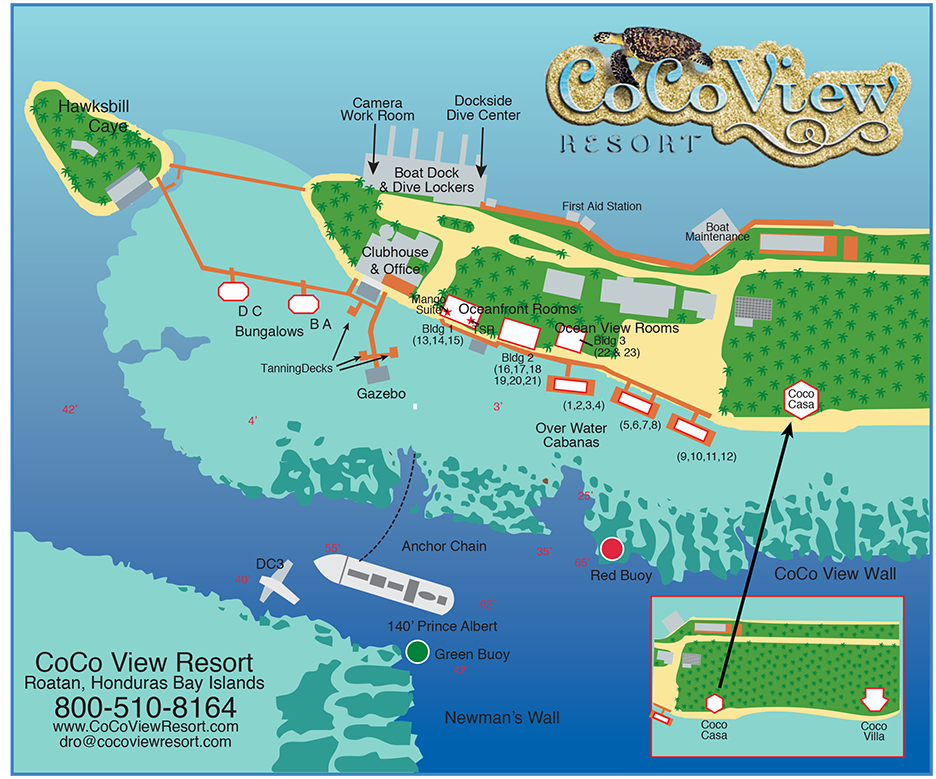 Coco View Resort - map Honduras - Coco View Resort - map