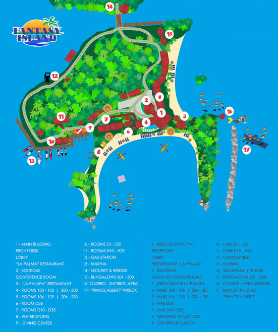 Honduras - Fantasy Island Beach Resort - map