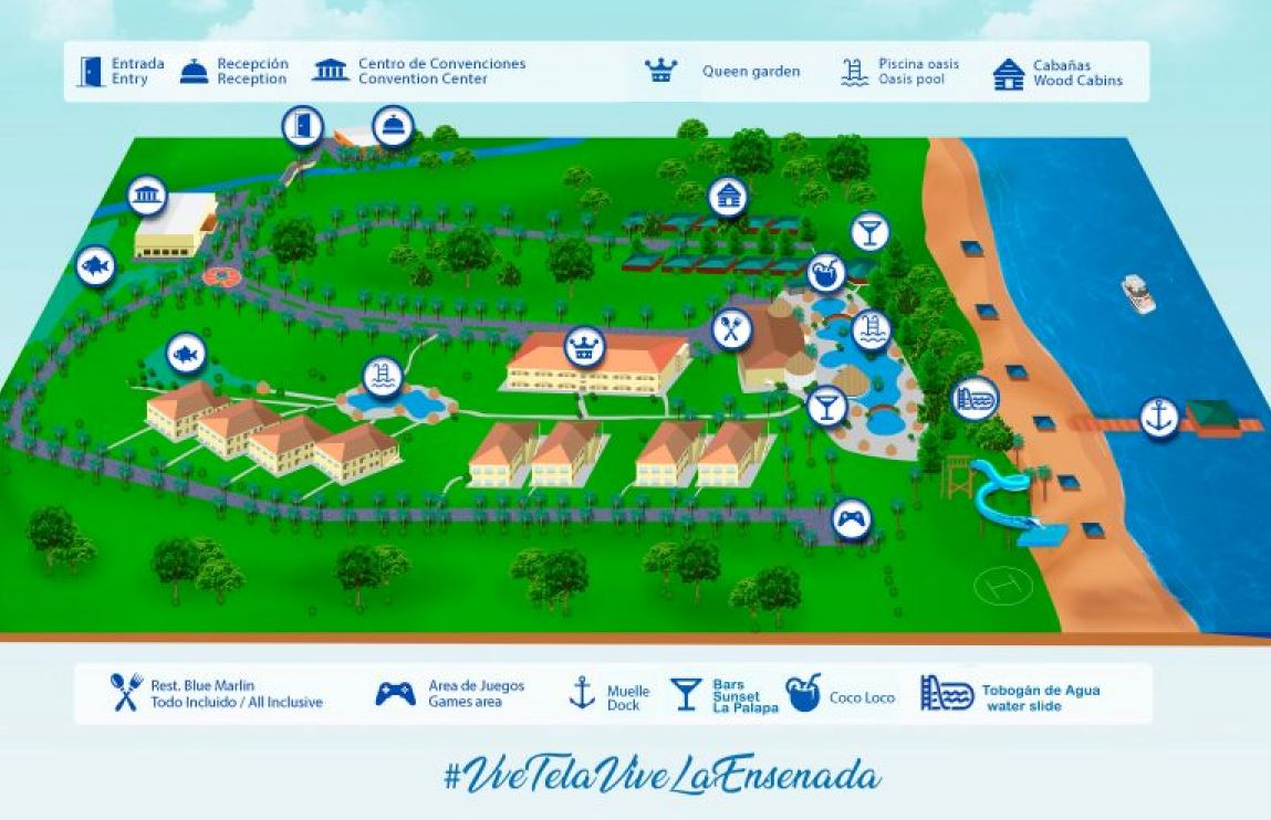 La Ensenada Beach Resortt map 1 Honduras - La Ensenada Beach Resort - map