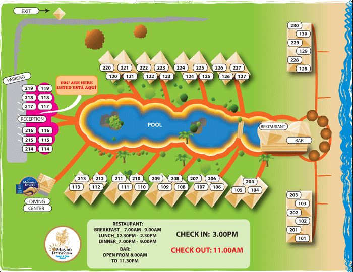 Mayan Princess Beach & Dive Resort map 1 Honduras - Mayan Princess Beach & Dive Resort - map