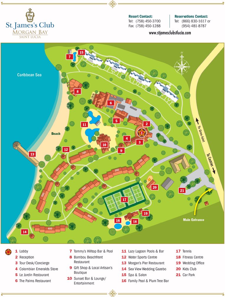 St. James Club Morgan Bay map 1 Saint Lucia - St. James Club Morgan Bay - map